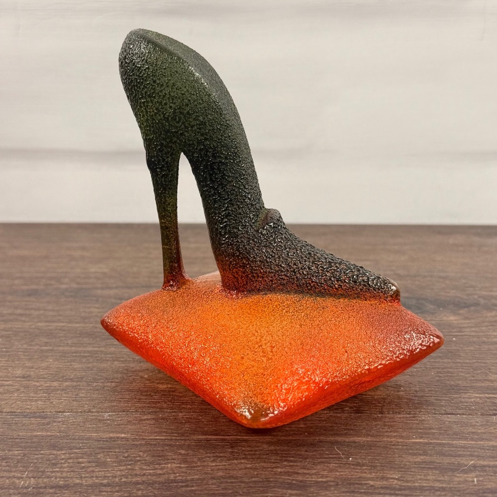 Kosta Boda Kjell Engman Catwalk Shoe on Pillow Art Glass Sculpture Sweden